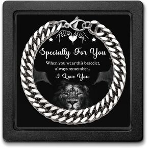 Btysun Cuban Link Bracelet for Men Stainless Steel Chain Birthday Gifts for Dad Him Boyfriend Black Silver Bracelet for Men 5/7/9mm Hip Hop Chains Mens Jewelry 7"/7.5"/8"/9"
