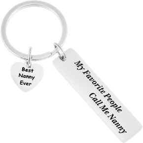 Kivosliviz Nanny Keychain Gift My Favorite People Call Me Nanny Keychains Best Nanny Ever Jewelry Babysitter Key Chain