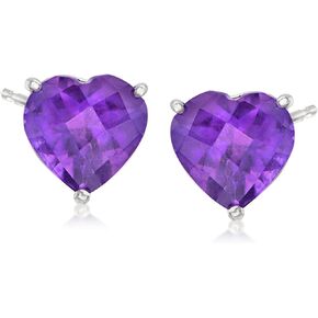 Ross-Simons 5.50 ct. t.w. Amethyst Heart Stud Earrings in Sterling Silver