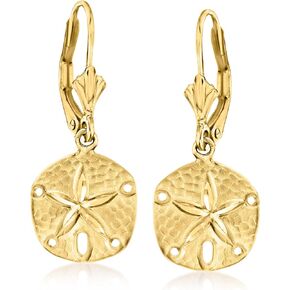 Ross-Simons 14kt Yellow Gold Sand Dollar Drop Earrings