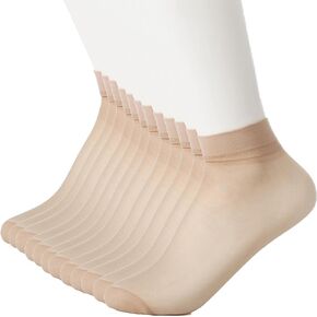 Jsimmotd 12 pairs Unisex fast-drying transparent nylon classic minimalist stockings ankle socks