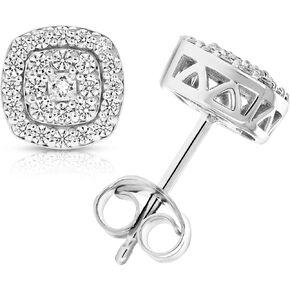 Vir Jewels 1/2 cttw Round Diamond Stud Earrings in .925 Sterling Silver With Rhodium Cushion