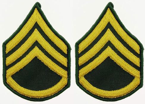 United States Army Rank E6 Staff Sergeant SGT Patches, Dress Green, with Iron-On Adhesive (Set of Two) in Saudi Arabia