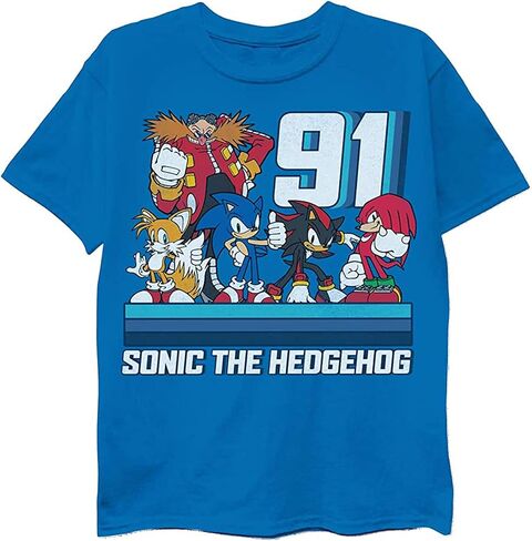 Sega Boys Sonic The Hedgehog Shirt - Featuring Sonic, Tails, and Knuckles - The Hedgehog Trio - Official T-Shirt in Saudi Arabia