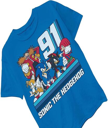 Sega Boys Sonic The Hedgehog Shirt - Featuring Sonic, Tails, and Knuckles - The Hedgehog Trio - Official T-Shirt in Saudi Arabia