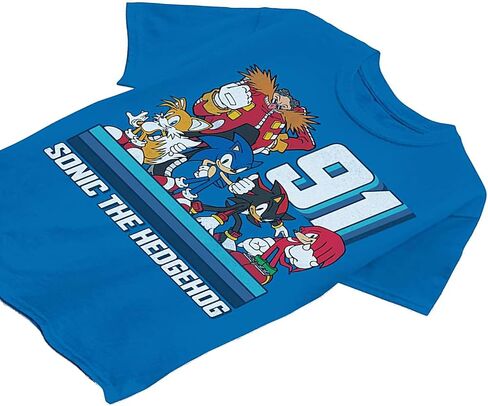 Sega Boys Sonic The Hedgehog Shirt - Featuring Sonic, Tails, and Knuckles - The Hedgehog Trio - Official T-Shirt in Saudi Arabia
