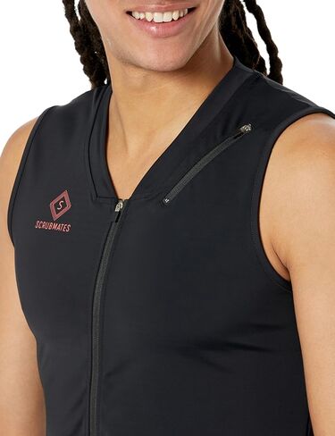 Under Scrubs للرجال - قميص داخلي بدون أكمام برقبة على شكل حرف V تحت Scrub، قميص داخلي للطبيب والممرضة مع جيب بسحاب على الصدر in Kuwait