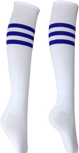 4 Pairs Knee High Socks, Fit for Size 6-10, Triple Striped Roller Skate Socks High Witch Knee Socks Colorful Skating Athletic in Saudi Arabia