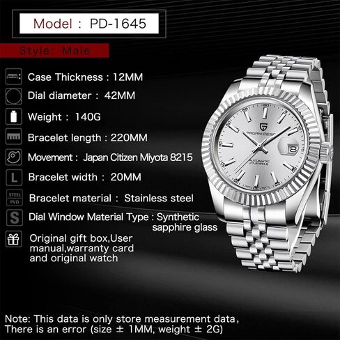 RollsTimi Pagani Design Men's Watch, Japan nh35 Movement, Stainless Steel, Self-Winding Elite Business Watch, Sporty, 100 Meter Water Resistant. in Saudi Arabia