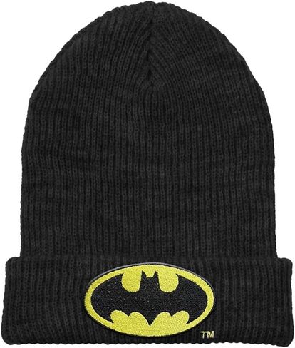 قبعة صغيرة مطوية بشعار باتمان الكلاسيكي المطرز من Warner Bros للرجال الصغار، باللون الأسود in Kuwait
