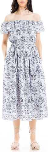 Max Studio Women's Off The Shoulder Smocked Waist Midi Dress in Saudi Arabia