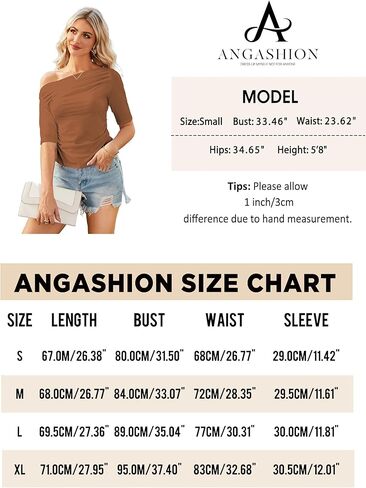 Angashion قميص نسائي بأكمام قصيرة - بلوزة صيفية كاجوال مثيرة بدون أكتاف مقاس نحيف للخروج بلوزة Y2K تي شيرت in Kuwait