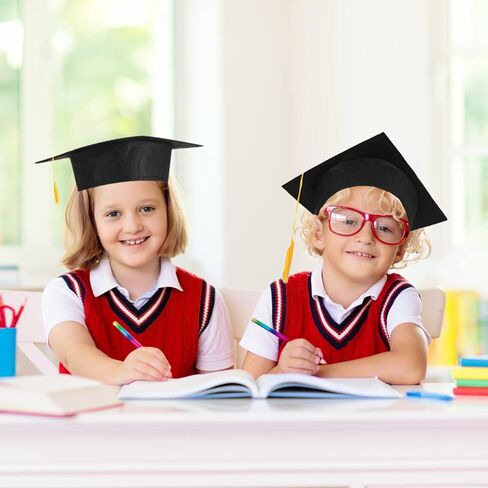 Child Size Graduation Caps Black Felt Kindergarten Grad Hats for Preschool Graduation in Kuwait
