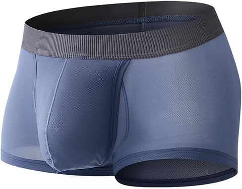 Men's Fly Pouch Underwear Breatable Boxer Briefs Separated Pouch See-through Trunks in Kuwait