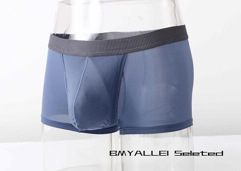 Men's Fly Pouch Underwear Breatable Boxer Briefs Separated Pouch See-through Trunks in Kuwait