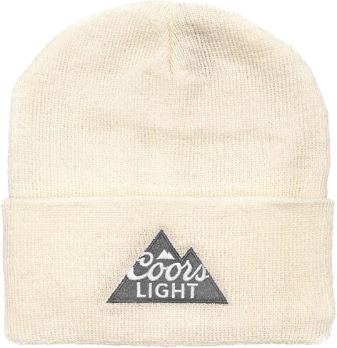 Tee Luv Coors Light Beanie - Coors Mountain Logo Beer Knit Cap (White) in Saudi Arabia