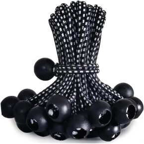 PerkHomy 30 Pack Ball Bungee Cord 6 Inch Heavy Duty Bungie Cord Balls Tarp Tie Down Canopy Bungee Balls for Camping, Tents, Cargo, Holding Wire and Hoses, Patio Umbrellas, Awning (30pc Black&White)