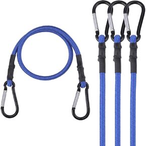WORKPRO 24 Inch Bungee Cord with Aluminum Alloy Hook, 4 Pack Superior Rubber Heavy Duty Straps Strong Elastic Rope for Outdoor Tent, Luggage Rack, Camping, Cargo, Bike, Transporting, Storage, Blue