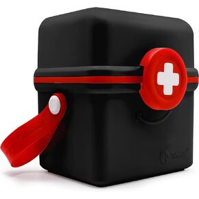 THRIAID Mini First Aid Kit, 100 Pieces Water-Resistant Small Portable Hard Plastic Case - Perfect for Outdoor, Travel, Home, Biking, Camping, Hiking, Car (Black)