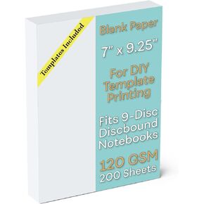 Blank 7 x 9.25 Inch Paper, 120 GSM, 200 Sheets, DIY Template Printing in Happy Planners, Classic Size Unpunched, Loose Leaf, White
