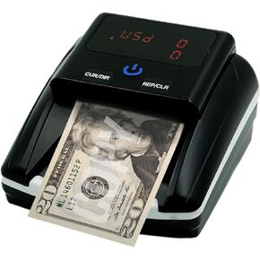 K605 Counterfeit Bill Detector for US Dollars, Automatic 4 Ways Feeding, Checks for UV(Ultraviolet), MG(Magnetic), IR(Infrared), Paper Quality and Size, Verifies Currency Denomination