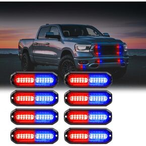 Amber led strobe lights for trucks 8pcs 12-LED Surface Mount Flashing Strobe Lights kit for Trucks Car Vehicles LED Mini Grille Grill Strobe Light Head Emergency Hazard Warning lights