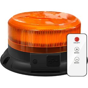 AnTom LED Strobe Lights - Wireless Remote Control Flashing Light-12-24v High Brightness Battery Beacon Lights -Magnetic Base Amber Light- Vehicle Emergency Flashing Warning Light