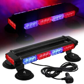 ASPL 16.8 Inch LED Strobe Flashing Light Bar, 26 Flashing Modes High Intensity Emergency Hazard Warning Beacon Lights with Magnetic Base for Car Trucks Trailer Roof Safety (Amber White Amber White)