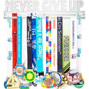 Medal Holder Display Hanger Rack Frame for Over 40 Medals-Sports Medal Hanger and Ribbon Display Holder Rack with Easy Hanging Bars