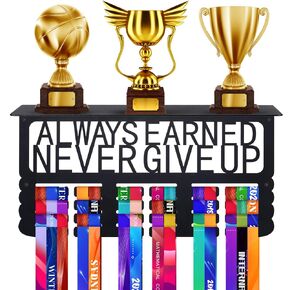 Biggun Metal Trophy&Medal Display Shelf - Easy to Install Medal Hanger with Trophy Shelf, Holder for Running Race Wrestling Medals