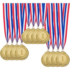 12 Pieces Gold Award Medals - Winner Medals Gold Prizes for Sports, Competitions, Party, Spelling Bees, Olympic Style, 2 Inches