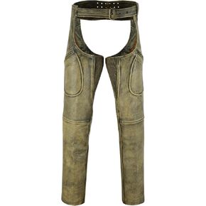 A&H Apparel Mens Cowhide Premium Leather Elastic Fit Chaps in Kuwait