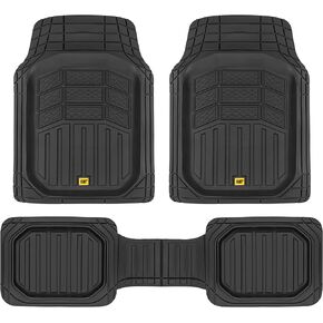 Cat® CAMT-9014 (4-Piece) Heavy Duty Deep Dish Rubber Floor Mats, Trim to Fit for Car Truck SUV & Van, All Weather Total Protection Durable Liners Beige
