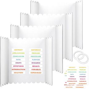 4 قطع من لوحة الملصقات ثلاثية الطي، لوحة عرض ثلاثية الطي للمدرسة، مشروع ممتع، لوحة ملصقات بيضاء قابلة للطي مع 80 قطعة من عناوين مشروع المعرض العلمي (24 × 15 بوصة) in Kuwait