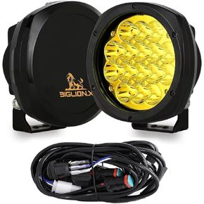 BIGLION.X 4 بوصة 160 وات 18800 لومن مصابيح الطرق الوعرة LED المستديرة أضواء القيادة أضواء الضباب ضوء فائق السطوع ممتص الصدمات على الطرق الوعرة ضوء القيادة مع حزام الأسلاك IP68 لشاحنات الالتقاط SUV ATV UTV
