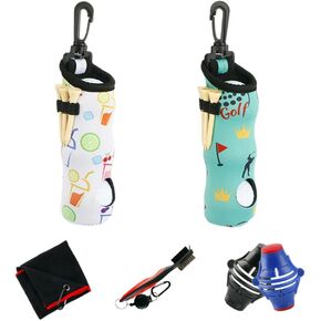 Golf Ball carry bag golf tee bag storage with hook portable waist bag can hold 3 balls and 3 tees Men and Women Golfer Gift