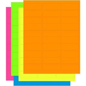 Assorted Fluorescent Address Labels | 5 Colors - Green, Orange, Blue, Yellow and Pink | 5 Sheets of Each Color | 1" x 2-5/8" - 30 Per Page, from NextDayLabels | 750 Labels