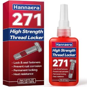 Thread Locker 271H Red 50ML/1.69FL OZ, High Strength Permanent, Lock & Seal Nuts, Bolts, Fasteners and Metals, High-Temperature, Anaerobic, Anti-Rust
