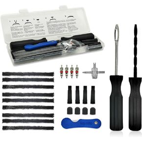 ZERINT TT-M26 Tubeless Tire Repair Kits, 26pcs Compact Tire Puncture Repair Kit, Tire Repair Tools and Tire Repair Plugs for Cars Motorcycles