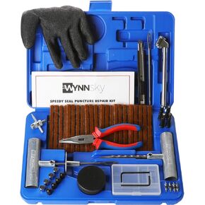 WYNNsky Universal Tire Repair Kit, Plug Flat and Punctured Tires 60 Pcs Heavy Duty Tubeless Tire Plug Tools for Motorcycle, ATV, Jeep, Truck and Tractor Flat
