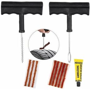 14PCS Tire Repair Kit,Heavy Duty Tire Plug Kit, with Universal Tire Patch Kit to Plug Flats for Car/Motorcycle/Truck/Tractor/Trailer/RV/ATV (14PCS) (11PCS)