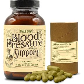 Medicine Man Plant Co. Blood Pressure Support 120 Capsules - Natural Herbal Pills with Hawthorn, Rosella Hibiscus, and Ginger - Organic and Herbal Supplement