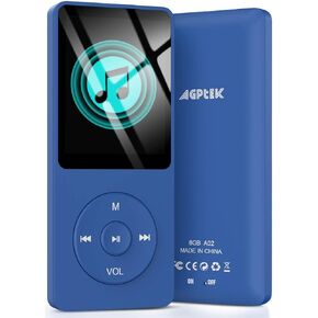 AGPTEK A02 8GB MP3 Player, 70 Hours Playback Lossless Sound Music Player, Supports up to 128GB, Dark Blue