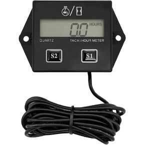 Small Engine Hour Meter and Digital Tachometer, Waterproof Inductive Tacho Gauge, Automotive Accessories for ZTR Lawn Mower Tractor Generator Motorcycle Chainsaw Marine