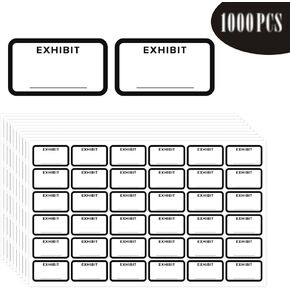 1000 Pcs Legal Exhibit Labels 1.73 x 1 Inches White Exhibit Labels Stickers, Exhibit Stickers for Offices, Courts, Legal Documents - Blank File Folder Labels Tabs - Report Dividers