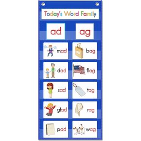 Word Families Pocket Chart, Word Building Center for Kindergarten Prek Preschool Classroom, Phonics and Spelling Learning Material for Homeschool Classroom.