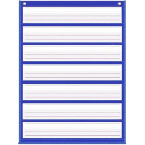 Magnetic Pocket Chart,Standard Pocket Chart with 7+1 Pockets,14 Double-Sided Dry-Eraser Cards for Daily Schedule,Class Demonstrations,Classroom Office Home Activities (Black)