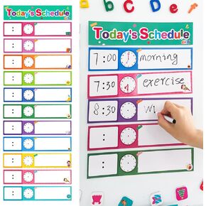 Lachilly 12 Pcs Daily Routines Schedule Cards, Schedule Pocket Chart Add-ons, DIY Visual Schedule for Toddlers, Classroom Decoration