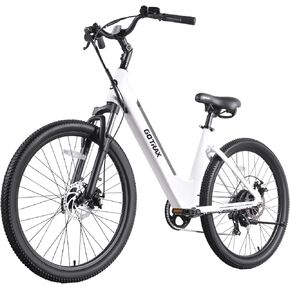 Gotrax 26" Electric Bike, Max Range 30Miles(Pedal-assist1) & 15.5/20Mph Power by 250/350W, 3 Riding Modes & Adjustable Seat, 7-Speed & Front Shock Absorber, Commuter Electric Bicycle for Adults