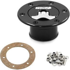 Billet Aluminum 35.5mm Fuel Cell Gas Cap Fuel Surge Tank Cap with 6 Hole Non-vented (Black)